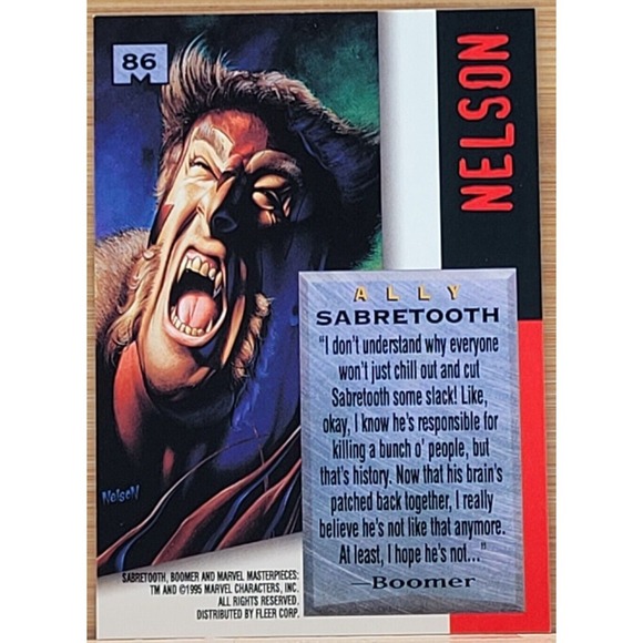 1995 MARVEL MASTERPIECES‎ SABRETOOTH #86 - Picture 1 of 1